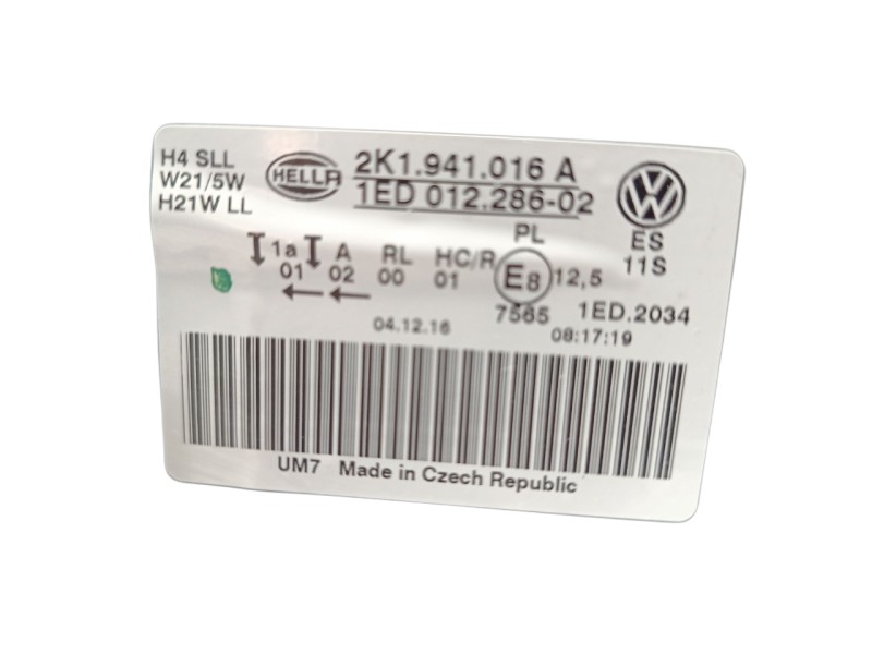 Recambio de faro derecho para volkswagen caddy iv furgoneta/monovolumen (saa, sah) 2.0 tdi referencia OEM IAM 2K1941016B / 2K194