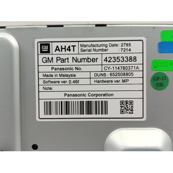 Recambio de pantalla multifuncion para opel zafira tourer c (p12) 1.6 cdti (75) referencia OEM IAM 42353388  