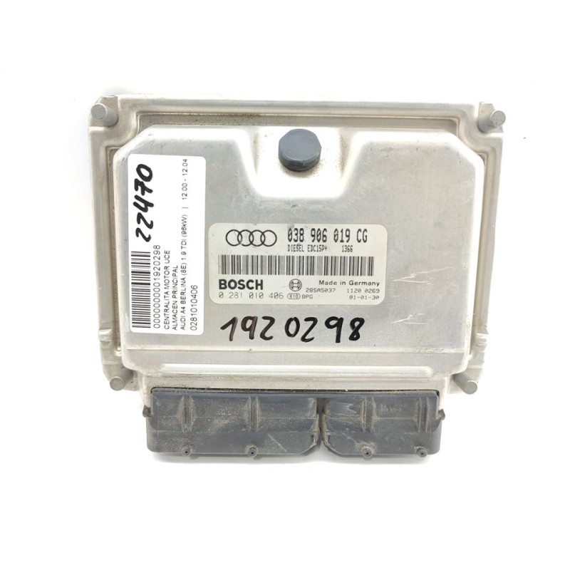 Recambio de centralita motor uce para audi a4 berlina (8e) 1.9 tdi (96kw) referencia OEM IAM 0281010406  