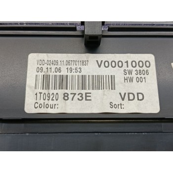 Recambio de cuadro instrumentos para volkswagen touran (1t1, 1t2) 2.0 tdi referencia OEM IAM 1T0920873E  