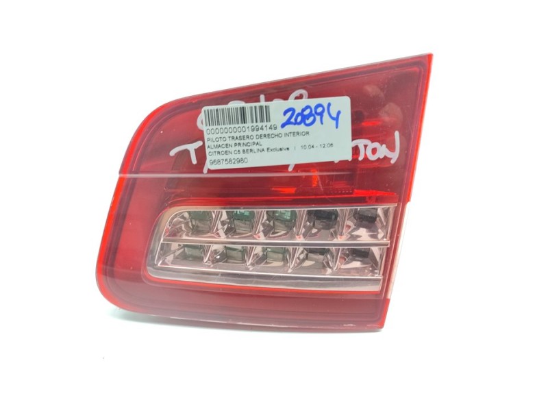 Recambio de piloto trasero derecho interior para citroën c5 berlina exclusive referencia OEM IAM 9687582980  
