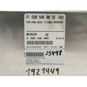 Recambio de centralita abs para mercedes-benz clase s (w220) berlina 320 cdi (220.026) referencia OEM IAM 0265109465  
