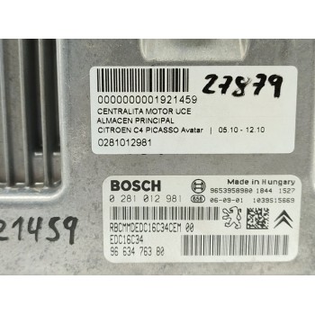 Recambio de centralita motor uce para citroën c4 picasso avatar referencia OEM IAM 0281012981  