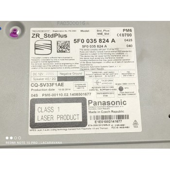 Recambio de sistema audio / radio cd para seat leon (5f1) style referencia OEM IAM 5F0035824A  