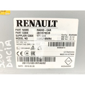 Recambio de sistema audio / radio cd para dacia lodgy laureate referencia OEM IAM 281151851R  
