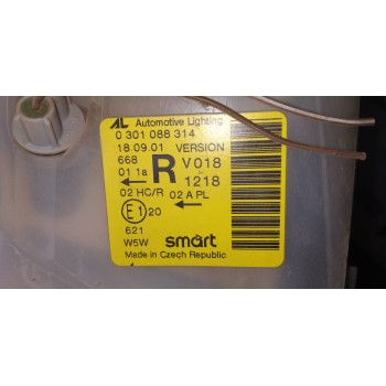 Recambio de faro derecho para smart cabrio referencia OEM IAM 0301088314  