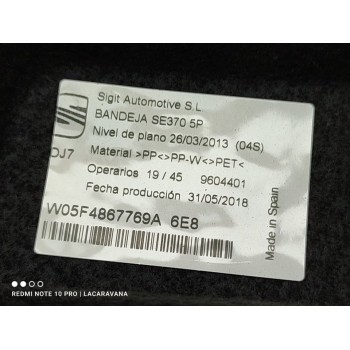 Recambio de bandeja trasera para seat leon (5f1) style referencia OEM IAM 5F4867769A  