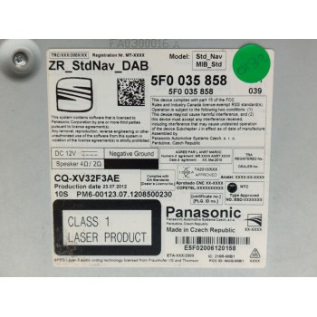 Recambio de sistema navegacion gps para seat leon (5f1) fr referencia OEM IAM 5F0035858  