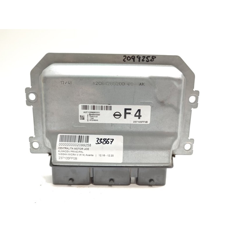 Recambio de centralita motor uce para nissan micra v (k14) acenta referencia OEM IAM 237105FF0B  