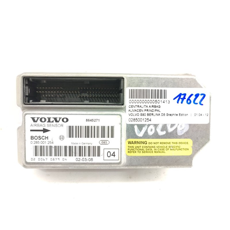 Recambio de centralita airbag para volvo s80 berlina d5 graphite edition referencia OEM IAM 0285001254  