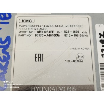 Recambio de sistema audio / radio cd para kia carens ( ) basic referencia OEM IAM 96170A4610CA  