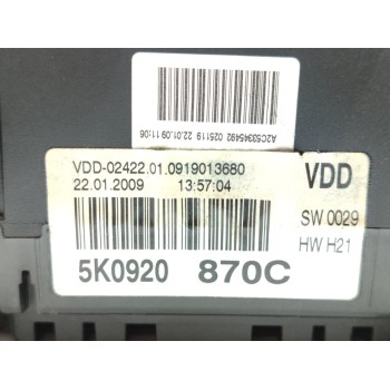 Recambio de cuadro instrumentos para volkswagen golf vi (5k1) advance referencia OEM IAM 5K0920870C  