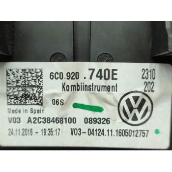 Recambio de cuadro instrumentos para volkswagen polo (6c1) sport bluemotion referencia OEM IAM 6C0920740E  