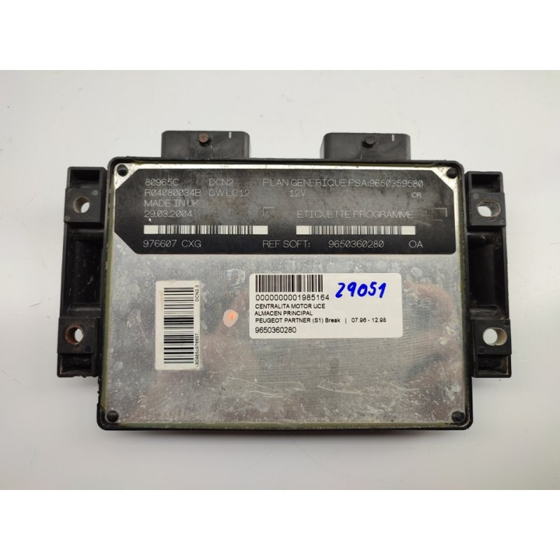 Recambio de centralita motor uce para peugeot partner (s1) break referencia OEM IAM 9650360280  