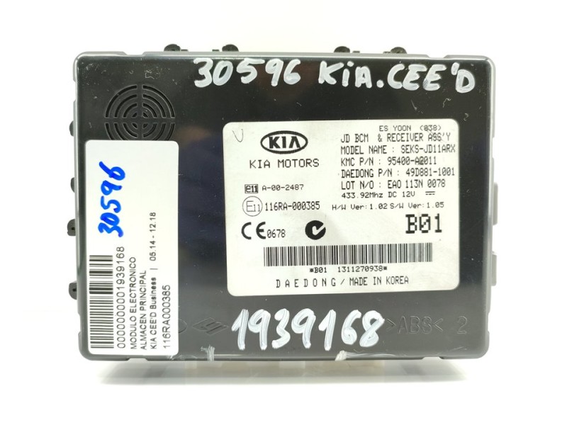 Recambio de modulo electronico para kia cee´d business referencia OEM IAM 116RA000385  