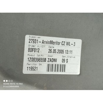 Recambio de elevalunas trasero izquierdo para skoda octavia berlina (1z3) elegance referencia OEM IAM 1Z0839655B  