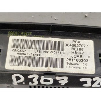 Recambio de mando climatizador para peugeot 307 break/sw (s2) xs+ referencia OEM IAM 9646627977  