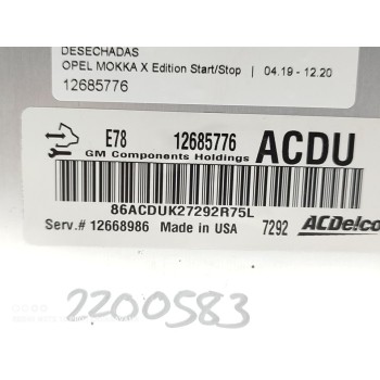 Recambio de centralita motor uce para opel mokka x edition start/stop referencia OEM IAM 12685776  