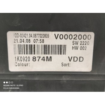 Recambio de cuadro instrumentos para volkswagen golf v berlina (1k1) igolf bluemotion referencia OEM IAM 1K0920874M  