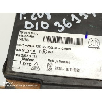 Recambio de faro derecho para peugeot 208 (p2) active referencia OEM IAM 9855524880  