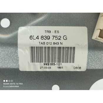 Recambio de elevalunas trasero derecho para seat cordoba berlina (6l2) fresh referencia OEM IAM 6L4839752G  